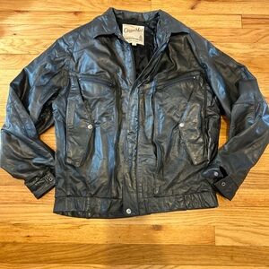 Vintage Clipper Mist Black Leather Jacket